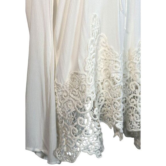 Blu Pepper Size Small Boho Tunic With Crochet Hem White Long Sleeve - Picture 4 of 7